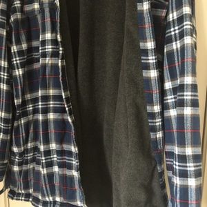L. L. bean flannel shirt fleece lining blue plaid
